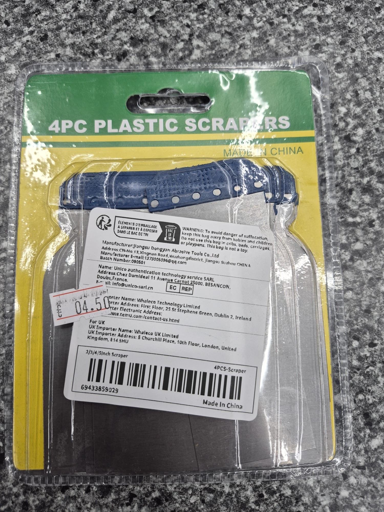 4PC Plastic Scrapers 2/3/4/5 inch Scraper